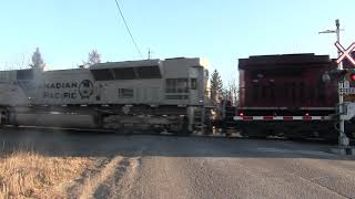 Military Unit! CP 8001 and CP 7021 Lead a Westbound Intermodal Train!