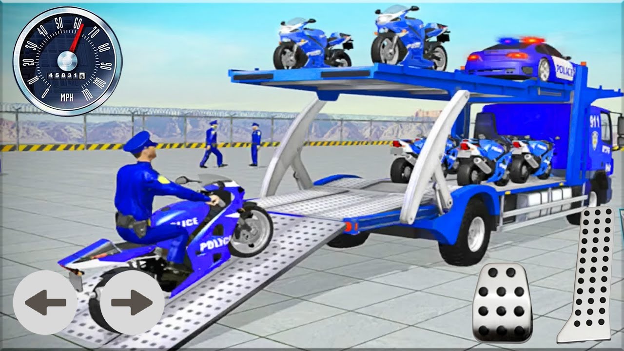 US Police Vehicles Cargo Truck Driving - Police Car Transporter Simulator Android Gameplay