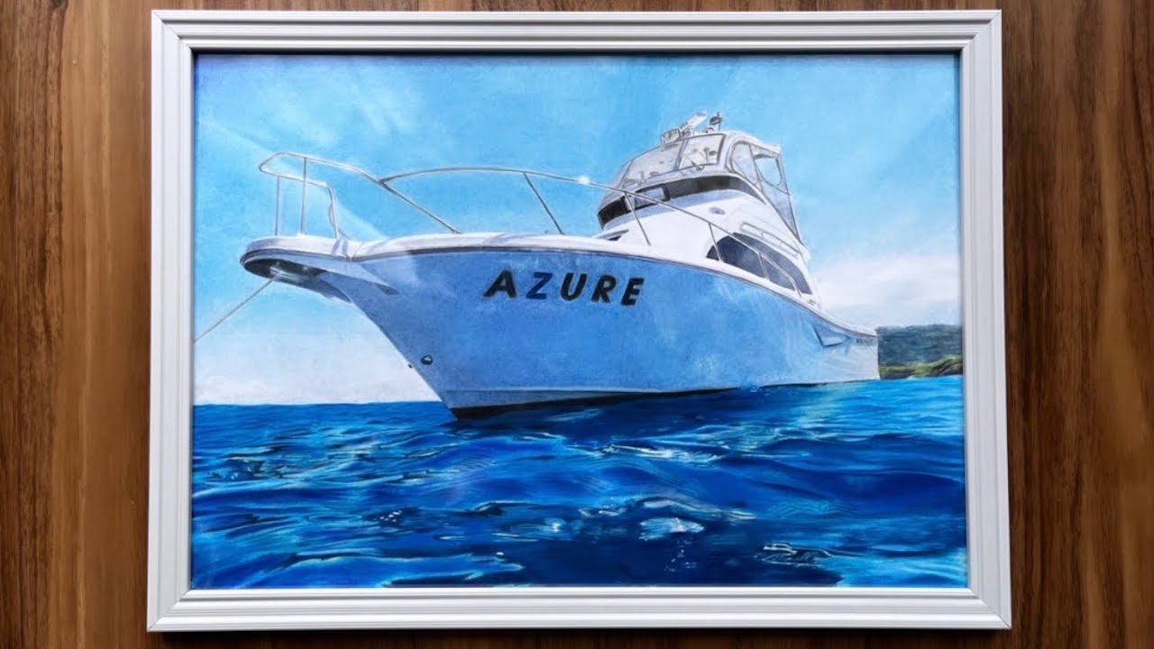 真作　油彩画　 海とボート 35e63867ecaad6e5e172d09f6984d3