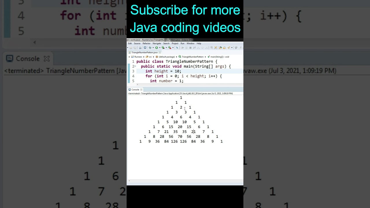 Java Triangle Number Pattern Program shorts YouTube