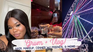 GRWM + VLOG: DINNER DATE W/ MY BESTIES! | Makeup, Hair, Outfit, &amp; more
