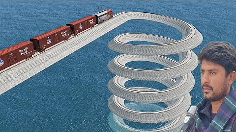 Weird Spiral Loop Rail Tracks Vs Train Crossing Insane Curvy path - BeamNG.Drive