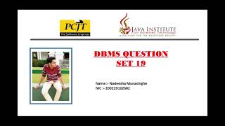 DBMS Question Set 19