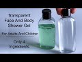 Transparent face and body wash  for children and adults  only 4 ingredients beginners formula