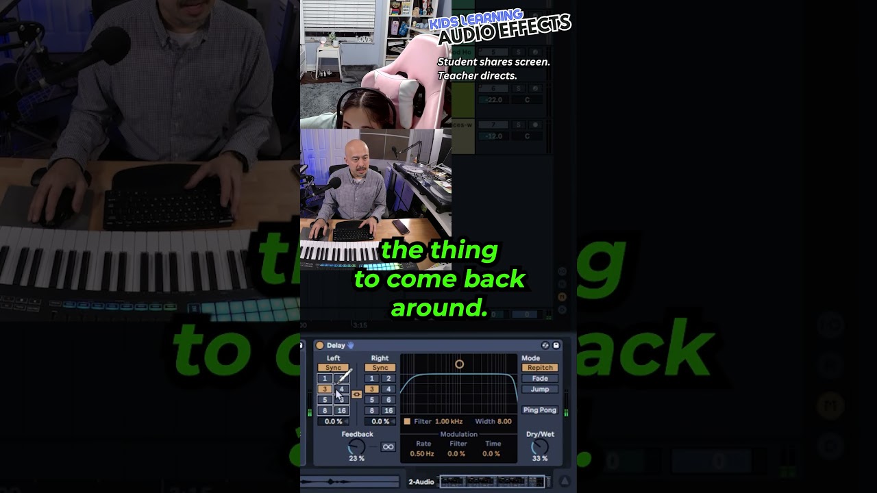 Kids learning audio effects: Delay