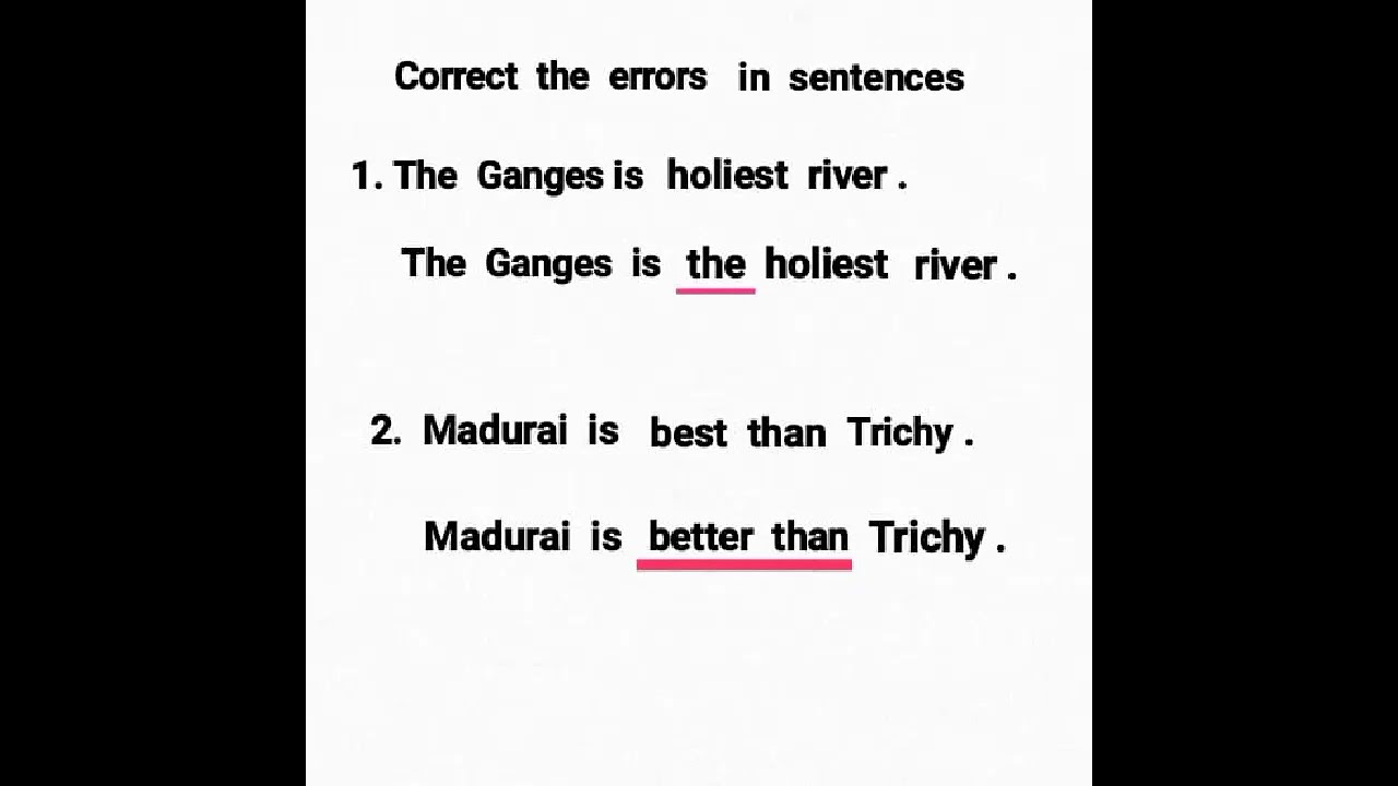  Spot The Errors Correct In Sentences