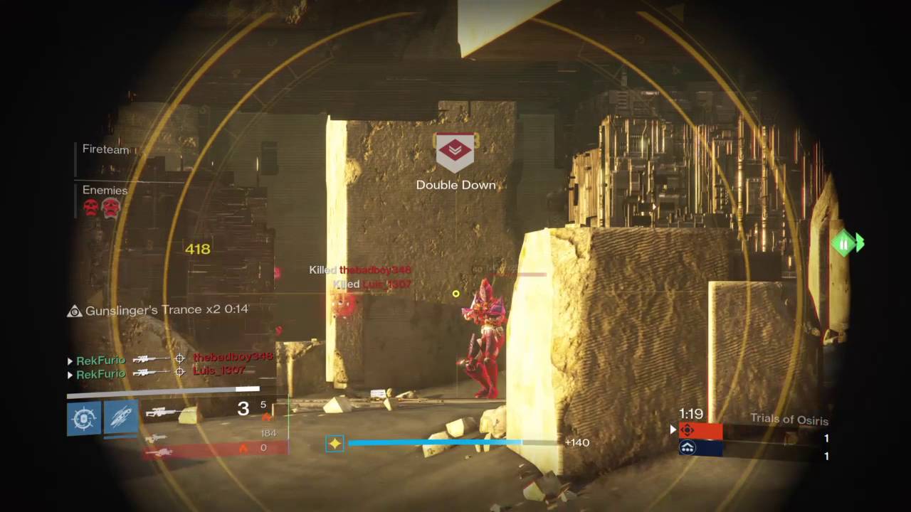 Destiny - Trials Triple Head Shot Flank Sniper