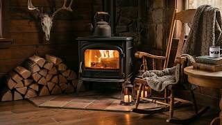 Crackling Woodstove Fire in Rustic Cabin 🔥 Fireplace Ambience | Sleep, Relax, Study screenshot 4