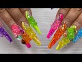 Watch me work | Neon opaque glitters | Nail forms | GUMMY BEAR NAILS