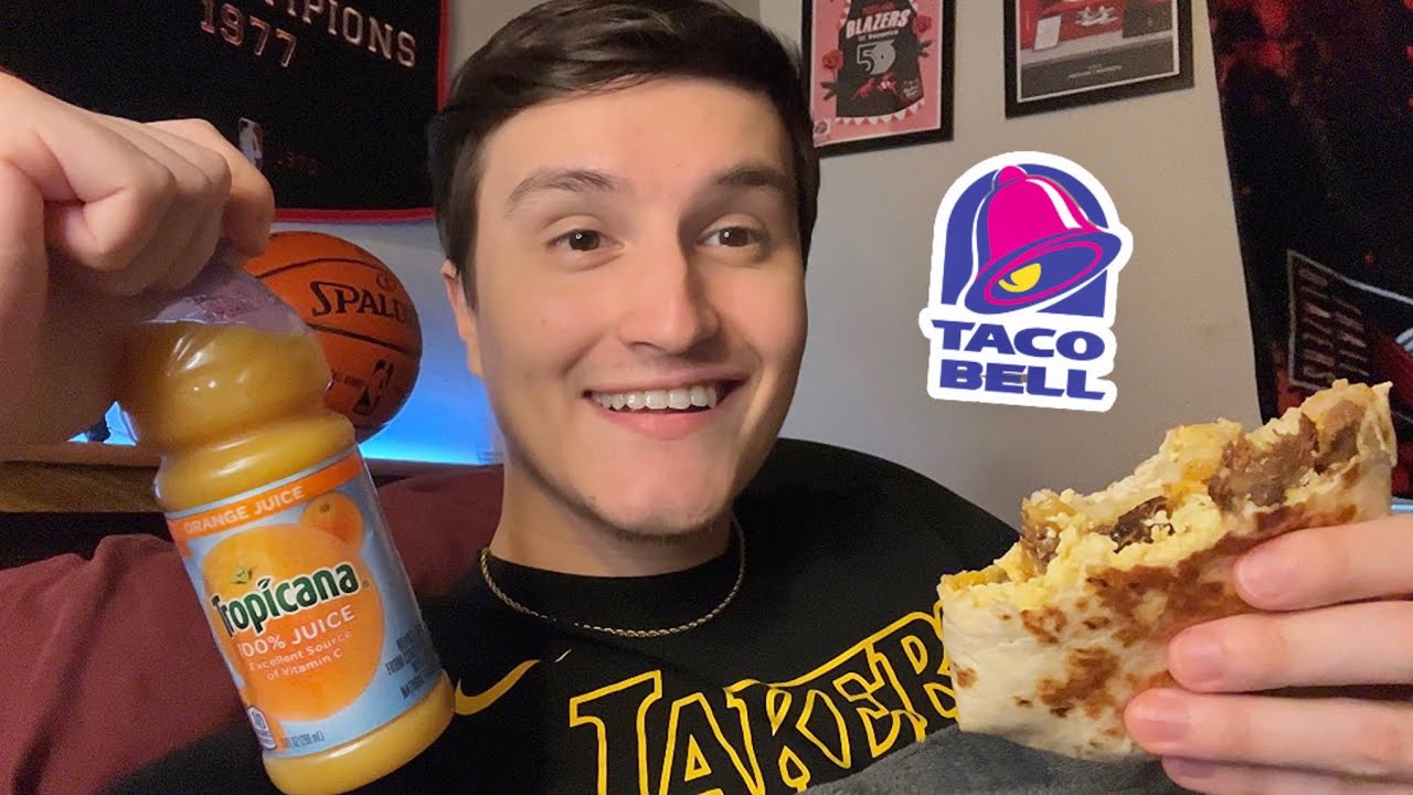 ASMR | Eating Taco Bell Breakfast in Bed 🛏️🌯 (mukbang)