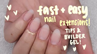 FAST + EASY nail extensions using TIPS & BUILDER GEL! by katesnails 21,243 views 10 months ago 6 minutes, 15 seconds