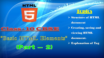 #2HTML | Class 10th | Computer Applications | CBSE