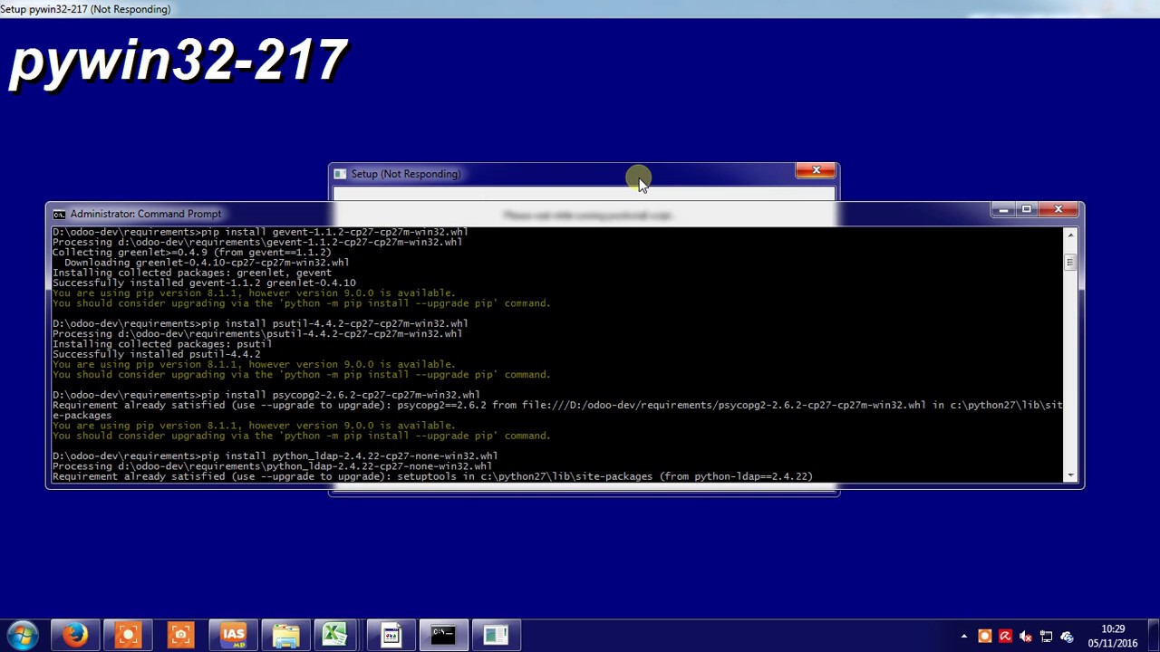 Pywin32. Pip install psutil. Pywin32 no Module named 'SERVICEMANAGER'. Python install LDAP Windows.