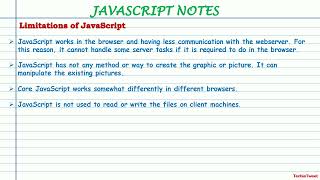 Limitation of JavaScript | Notes