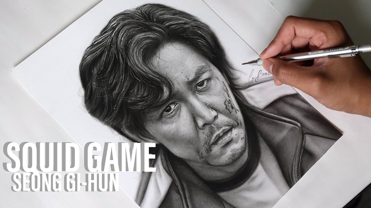 Squid Game Drawing - Gi-Hun (Player 456) • Time Lapse 