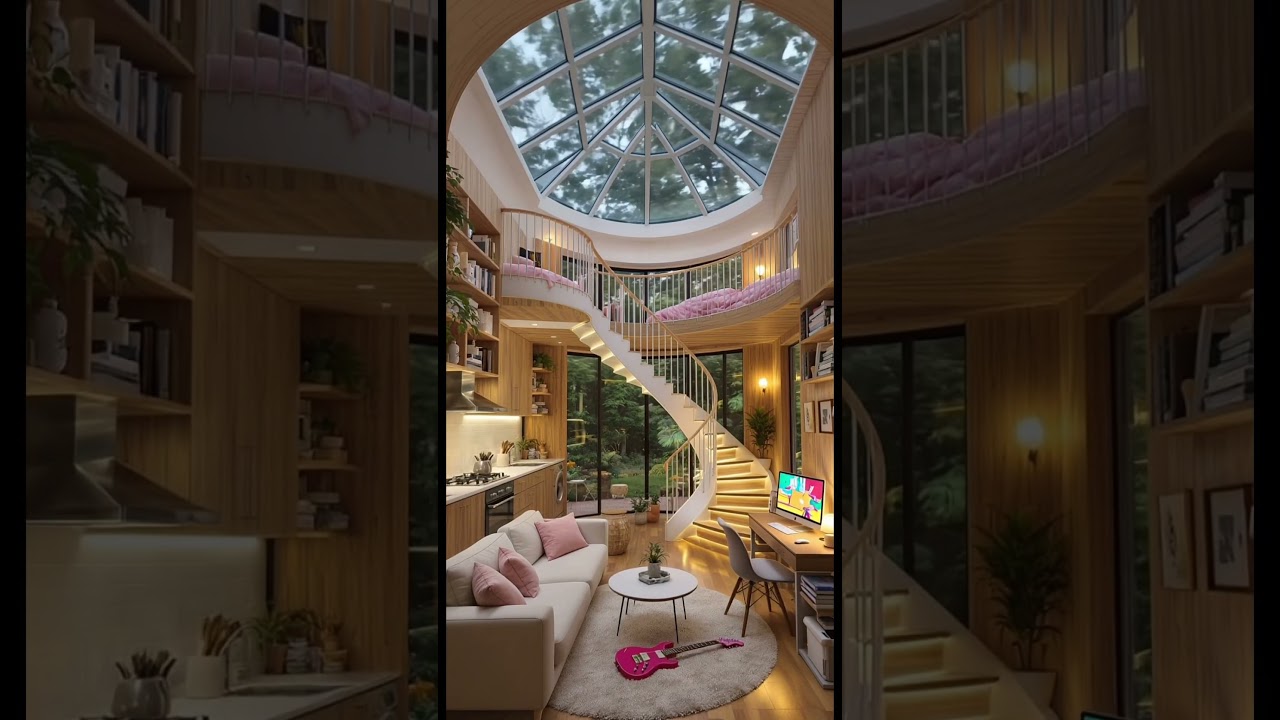 ✨ Cozy loft 🌿🎸 Pink vibes and warm wood💕 