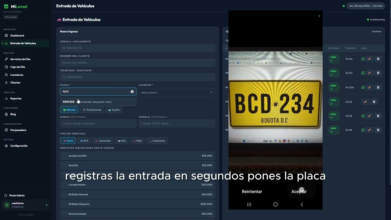 Demo de MiLavad — Software para lavaderos de autos