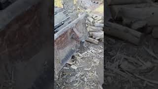Chopping Fire Wood With Extra Axe Excavator