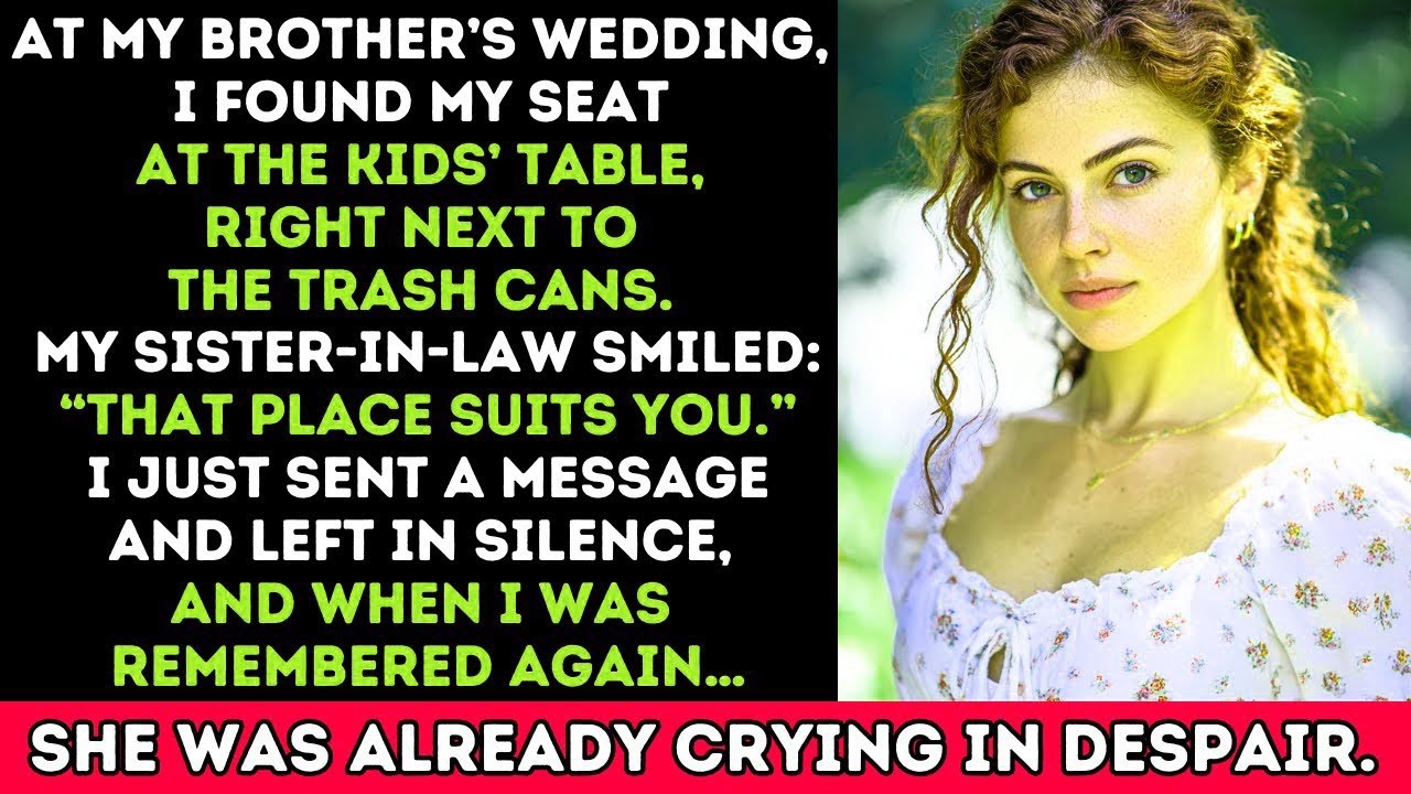 At My Brother’s Wedding They Sat Me Next To The Trash Cans So I Left, Leaving The Bride In Tears