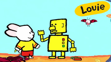 Cartoon for kids - Louie draw me a Robot HD | Learn to draw