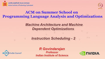 Machine Architecture and Machine Dependent Optimizations - Instruction Scheduling - 2