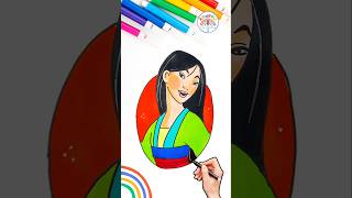Draw Disney Princesses | Draw Princess Mulan Wow 🌈👸🏼 #disney #howtodraw #shorts #viral #forkids