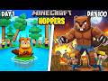 I Survived 100 Days as HOPPERS in Minecraft!