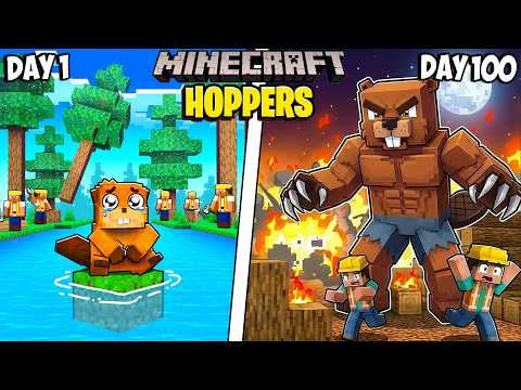 I Survived 100 Days as HOPPERS in Minecraft!