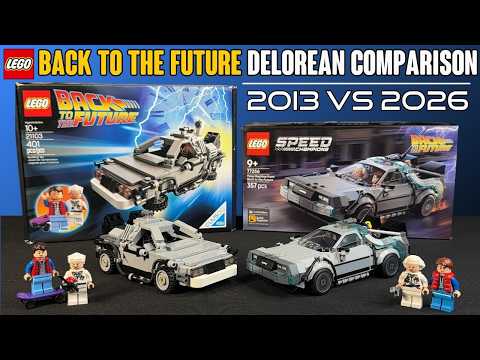 YouTube thumbnail: COMPARISON: LEGO Back to the Future Delorean Time Machine (2013 vs 2026)