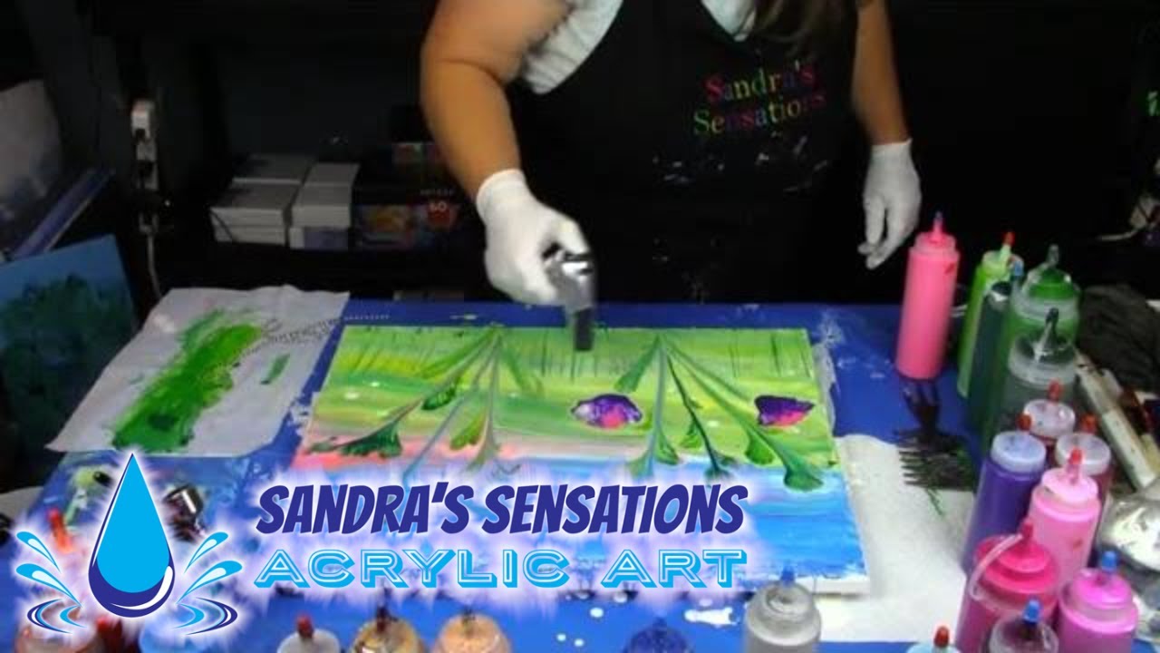 Swipe / Puddle / Chain Pull /Blow Acrylic Pour Painting Flowers - YouTube