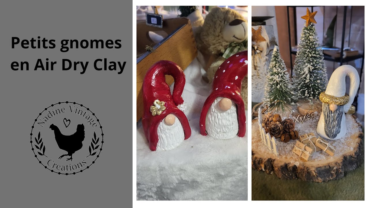 J'ai réalisé des petits gnomes ( lutins de Noël) en Air Dry Clay