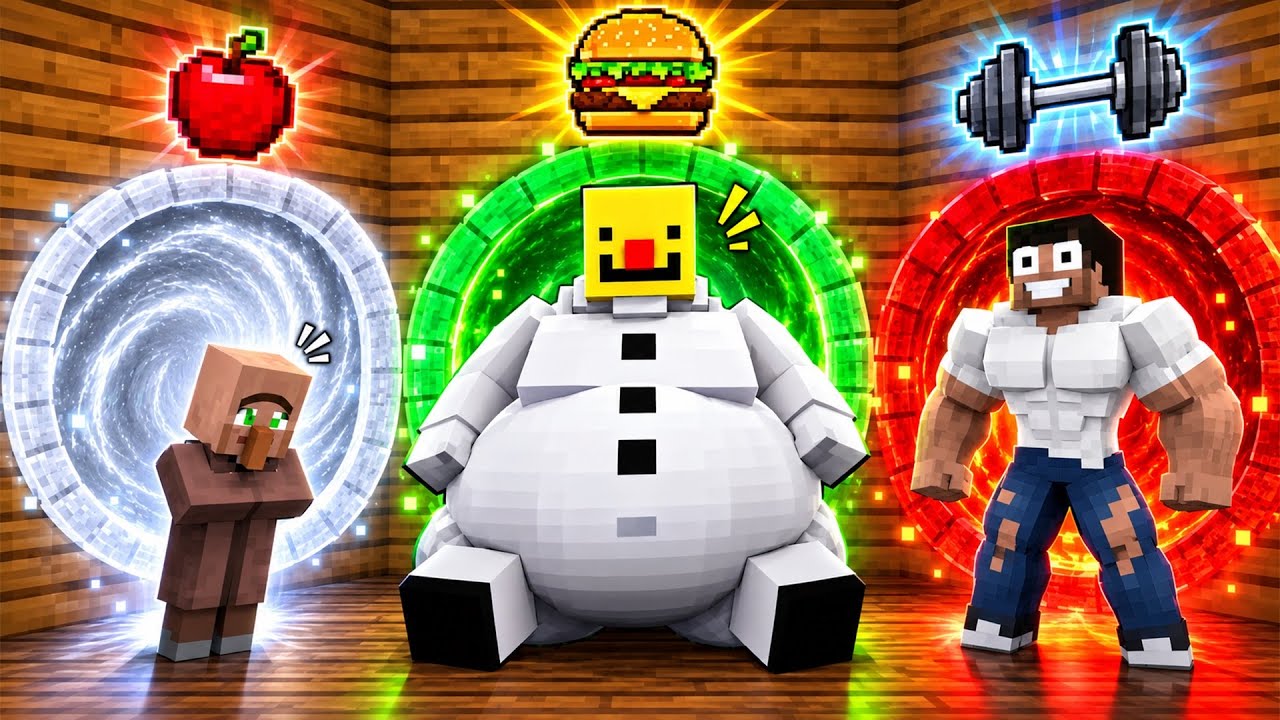 Minecraft, FAT vs STRONG Tunnel Challenge || Minecraft Mods