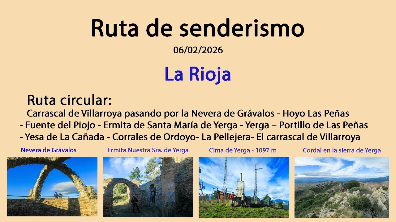 Yerga desde el carrascal de Villarroya, Fuente del Piojo, Ermita de Santa María de Yerga.