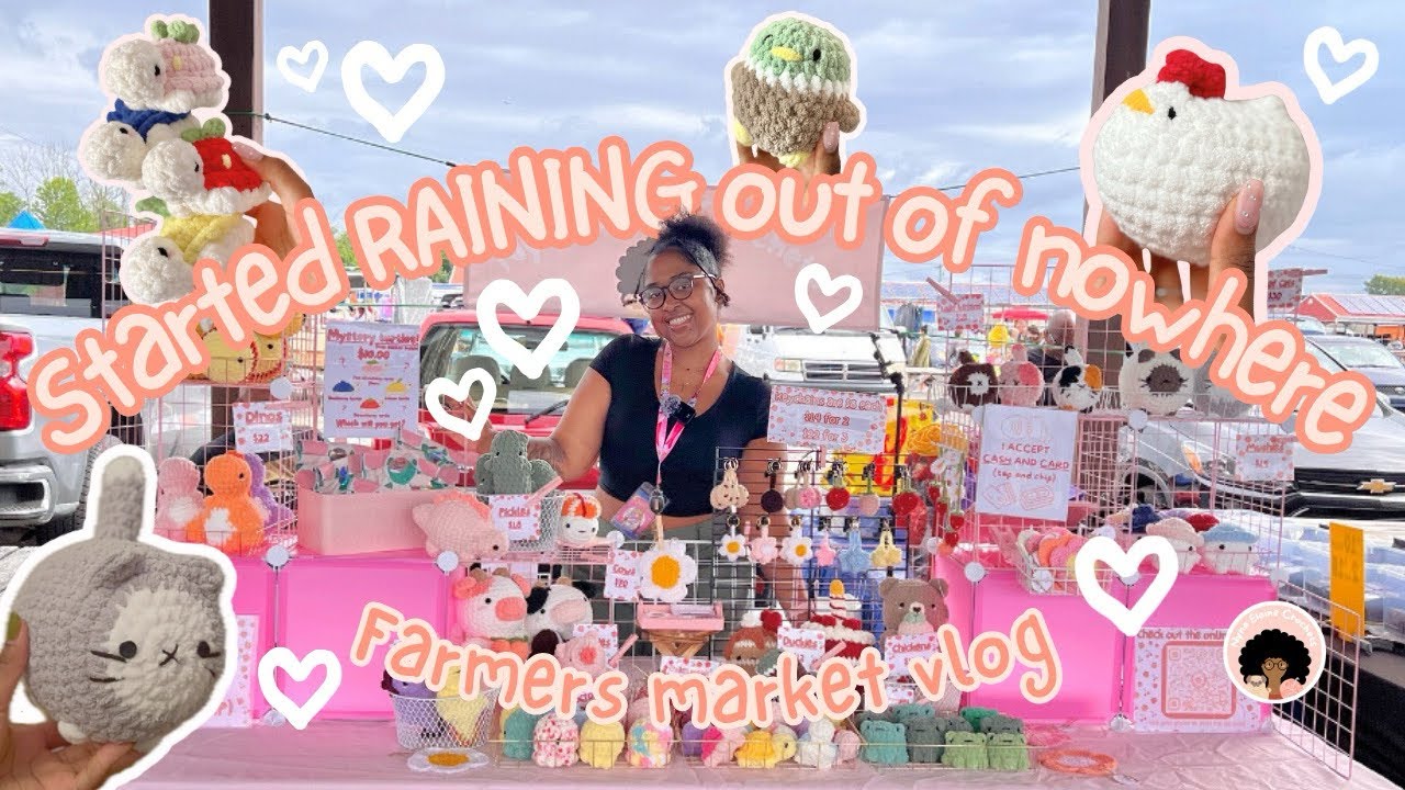 It started POURING RAIN out of nowhere at this market… |Farmers Market Vlog |Customer Interactions
