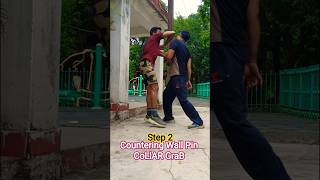 🚨 Wall Pin Collar Grab Defense 💥 Fast Double Swipe & Crushing Elbow Counter 🔥 #SelfDefense #Shorts⚠️