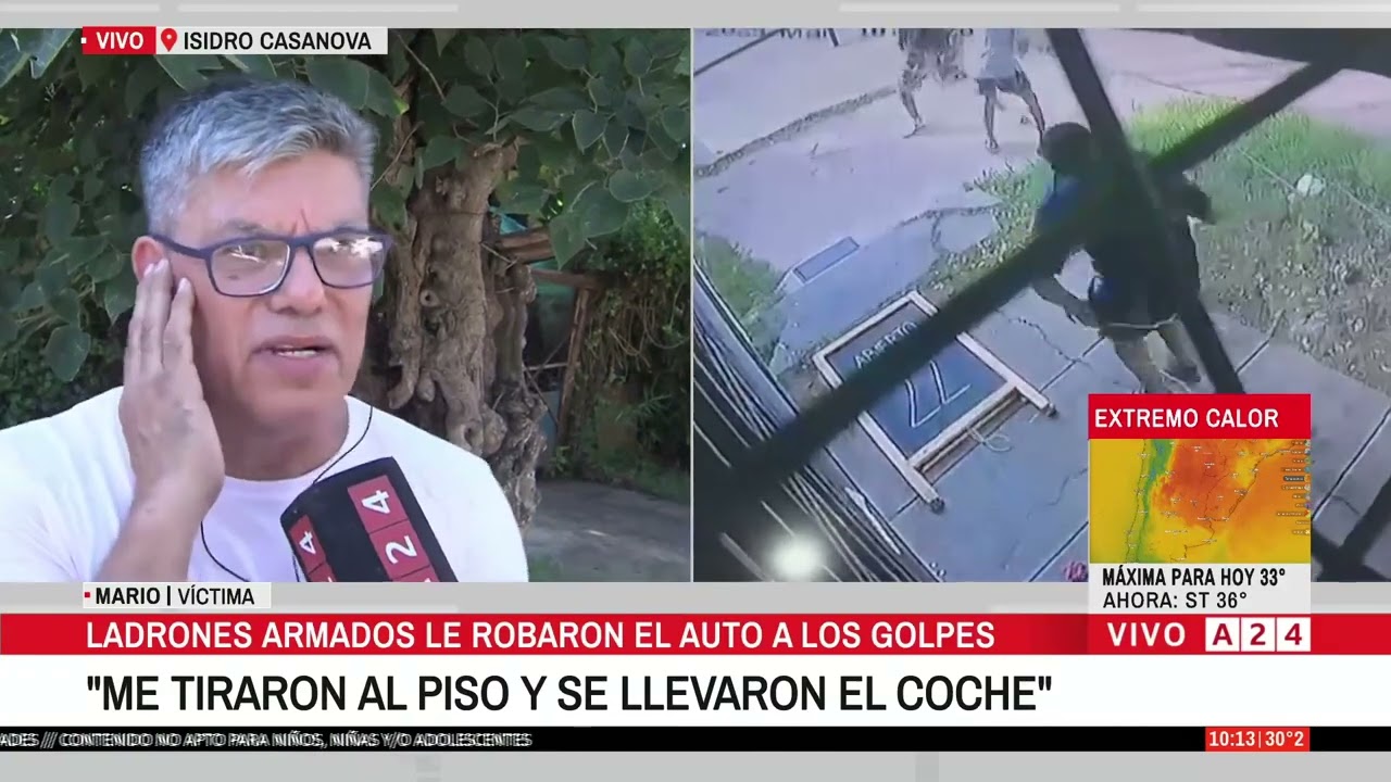 Impactante video: lo asaltaron en la puerta de su casa y le robaron el auto en segundos