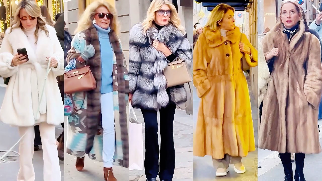 Milan Street Style Fur Collection Compilation | Faux Fur | Real Fur 🇮🇹❄️