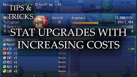 Tips & Tricks - Stat Upgrades with Increasing Costs - RPG Maker MV