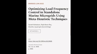 Optimizing Load Frequency Control in Standalone Marine Microgrids Using Meta-Heuristi... | RTCL.TV