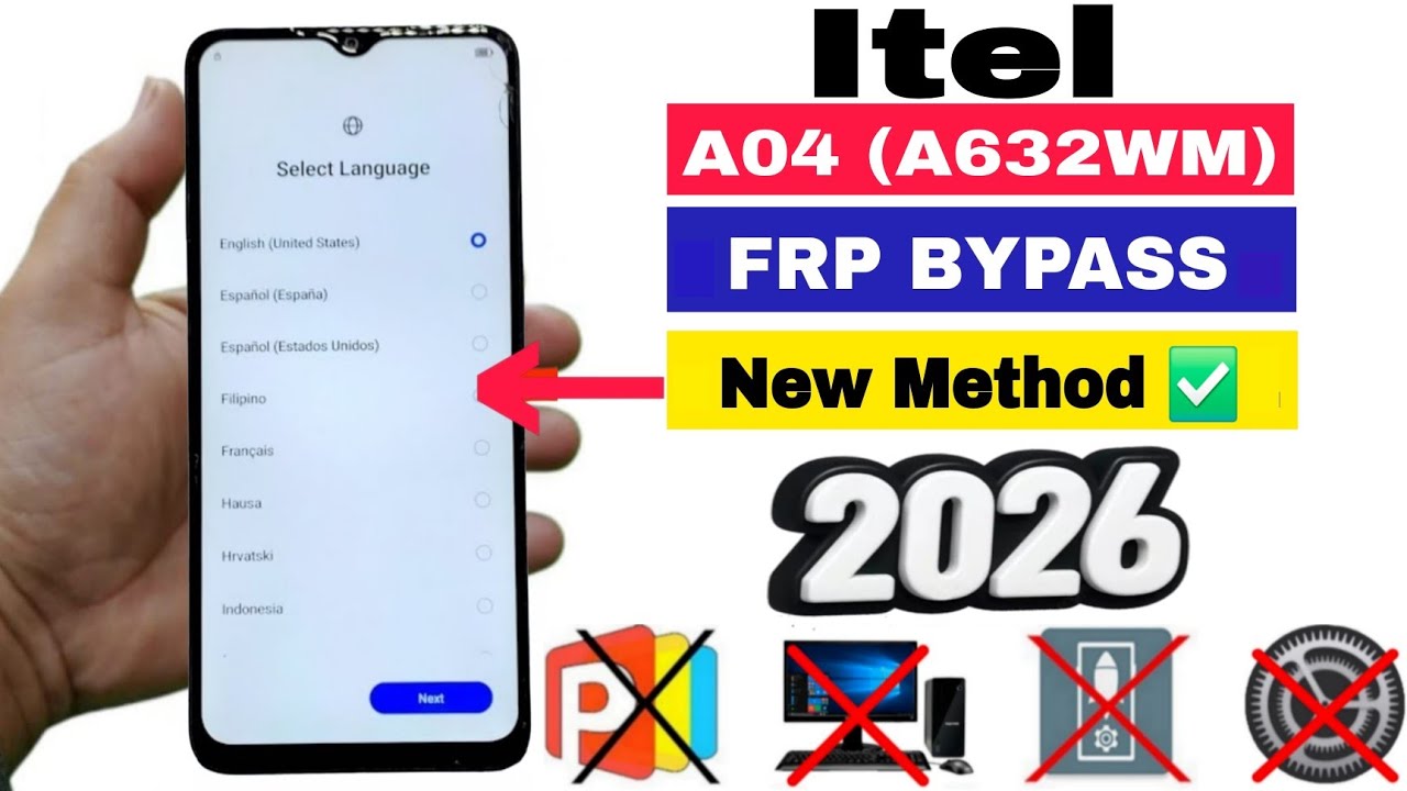 Itel A04 (A632WM) FRP Bypass/Google Account Remove 2026