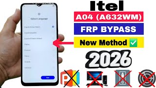 Itel A04 A632Wm Frp Bypassgoogle Account Remove 2026 Android 1213 Without Pc