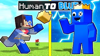 From Human To BLUE RAINBOW FRIEND In Minecraft...