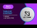 Python Tutorial Day 4 of 100 days of python bootcamp Table of Content | Modules , Lists