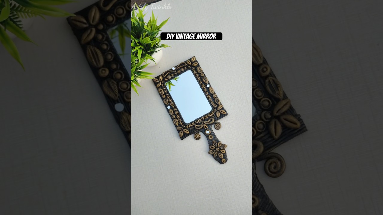 DIY Vintage Hand Mirror Using Mouldit Clay | Antique Mirror Decor from Waste #handmirror #shorts