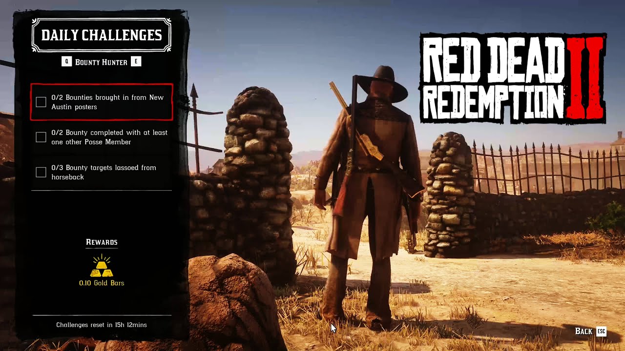 RDR2 6 Daily Challenges Bounty Hunter Bounty brought in from New