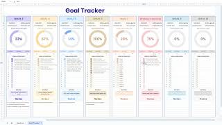 Goal Tracker, Achieve Your Dreams, Crush Monthly Yearly Goals Enrori Spreadsheets