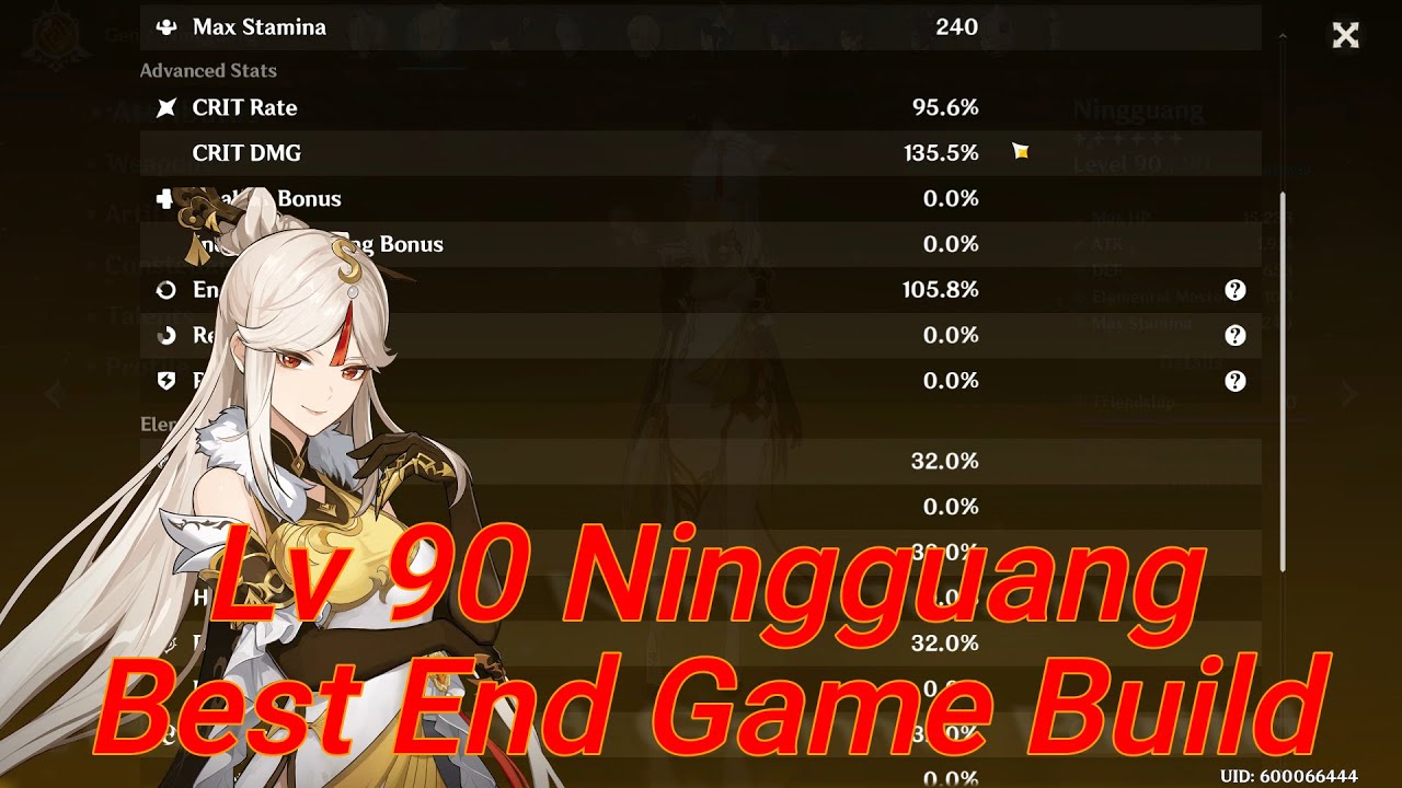 ������Genshin impact ������Lv 90 Ningguang ������lv 90 Lost Prayer to the Sacred Winds ������Best End Game Build ������