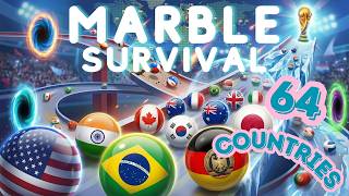 64 Countries Battle Royale! Who Survives All 20 Rounds? | Marble War