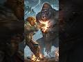 golden lion vs black gorrila #actionstory #battle #marvel #youtubeshorts #lion #games