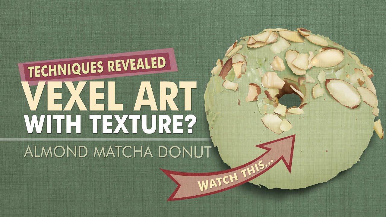REALISTIC VEXEL ART with TEXTURE, almond matcha doughnut (speed art)